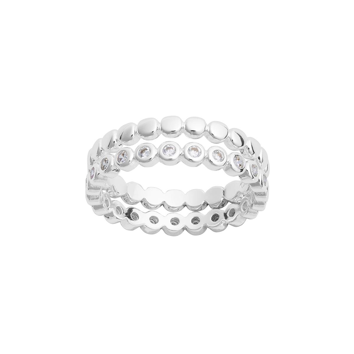 Marsala Clear CZ Band Duo Ring Set