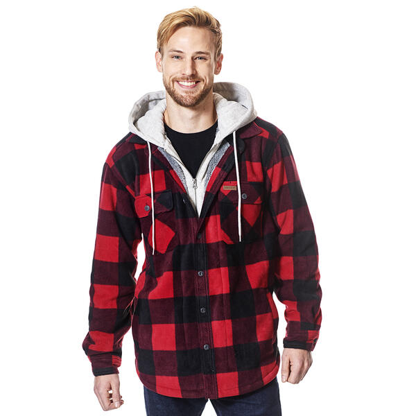 Mens Smith''s Sherpa Lined Flannel Shirt Jacket - image 