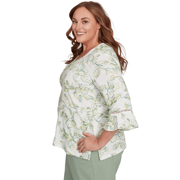 Plus Size Alfred Dunner Santa Fe Embroidered Floral Vines Tee