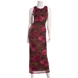 Juniors Madden Girl Mesh Sleeveless Scoop Neck Maxi Dress- Brown