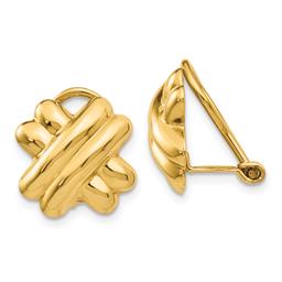 Gold Classics(tm) 14k 14x13mm Non-Pierced X Clip On Earrings