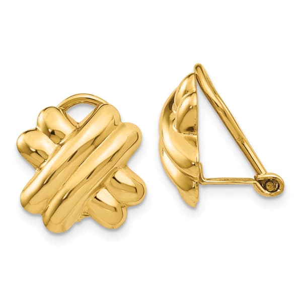 Gold Classics&#40;tm&#41; 14k 14x13mm Non-Pierced X Clip On Earrings - image 
