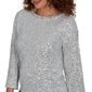 Womens Skye’s the Limit Icy Blue Sparkle Long Sleeve Crew Neck S - image 5