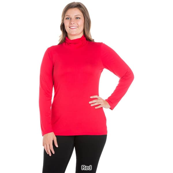 Plus Size 24/7 Comfort Apparel Classic Long Sleeve Turtleneck
