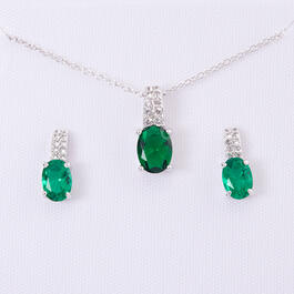 Marsala White Sapphire & Emerald Necklace Set
