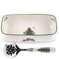 Spode Christmas Tree Cranberry Server with Spoon - image 1