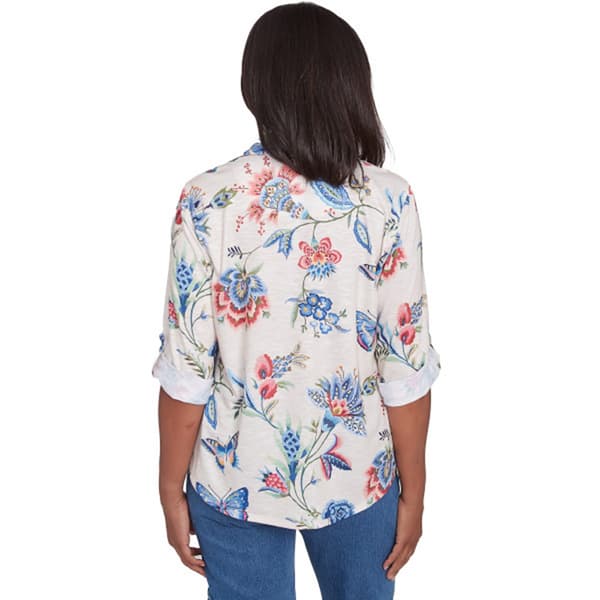 Petite Alfred Dunner Free Spirit Butterflies Button Down