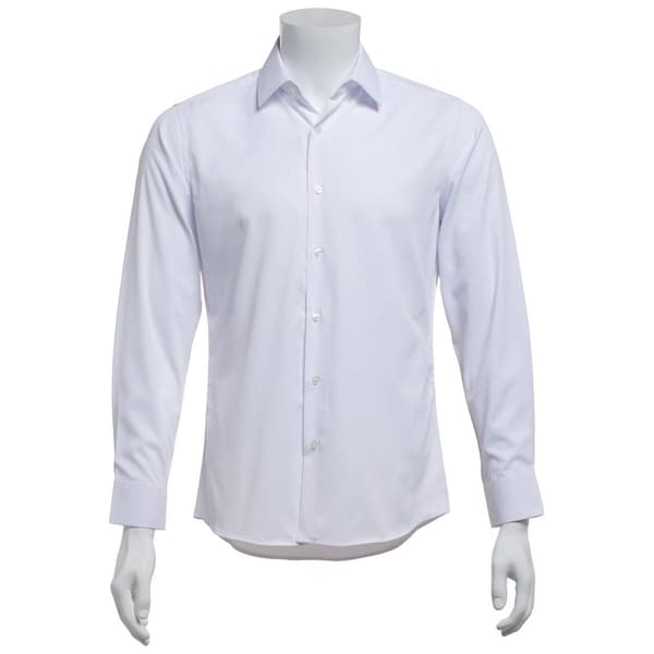 Mens Bill Blass Microfiber Tonal Stripe Slim Fit Dress Shirt - image 