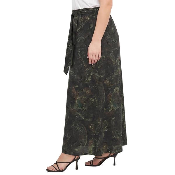 Plus Size NY Collection Tie Waist Faded Paisley Maxi Skirt