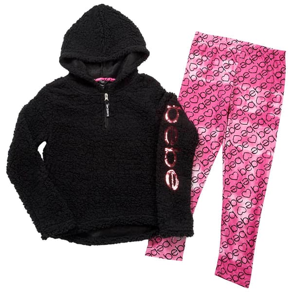Girls &#40;7-12&#41; Bebe Sherpa Hoodie & Leggings Set - image 