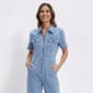 Womens Bebe Short Sleeve Zip Denim Jumpsuit - image 3