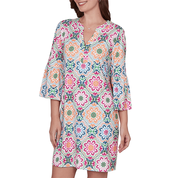 Womens Ruby Rd. Swing Into Spring Floral Medallion Shift Dress
