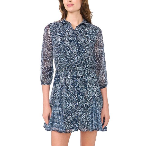 Womens MSK Long Sleeve Print Shirtdress