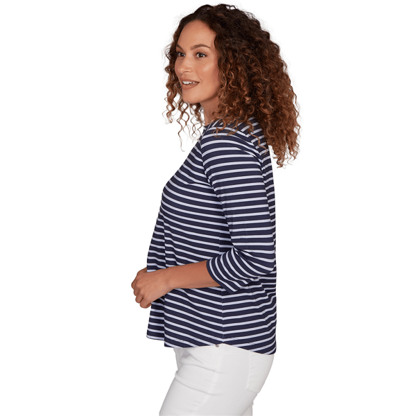 Petite Ruby Rd. Must Haves II Square Neck Stripe Tee