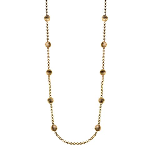 Roman Gold-Tone Jute Bead Long Necklace - image 