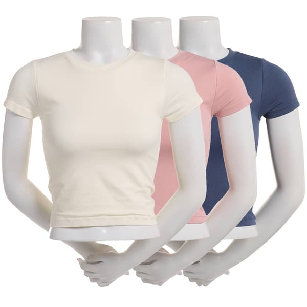Juniors Urban Rebel Short Sleeve 3pk. Seamless Crew Neck Tee - image 