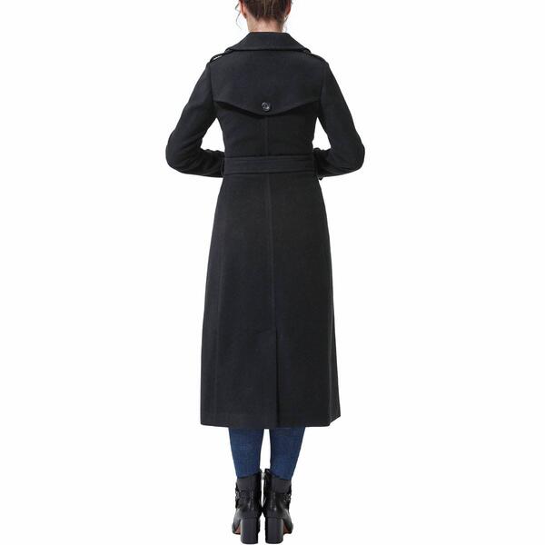 Womens BGSD Full Length Long Wool Belted Trench Coat