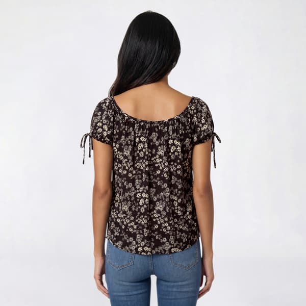 Juniors Wallflower Layla Yum Jersey Scoop Neck Button Front Top