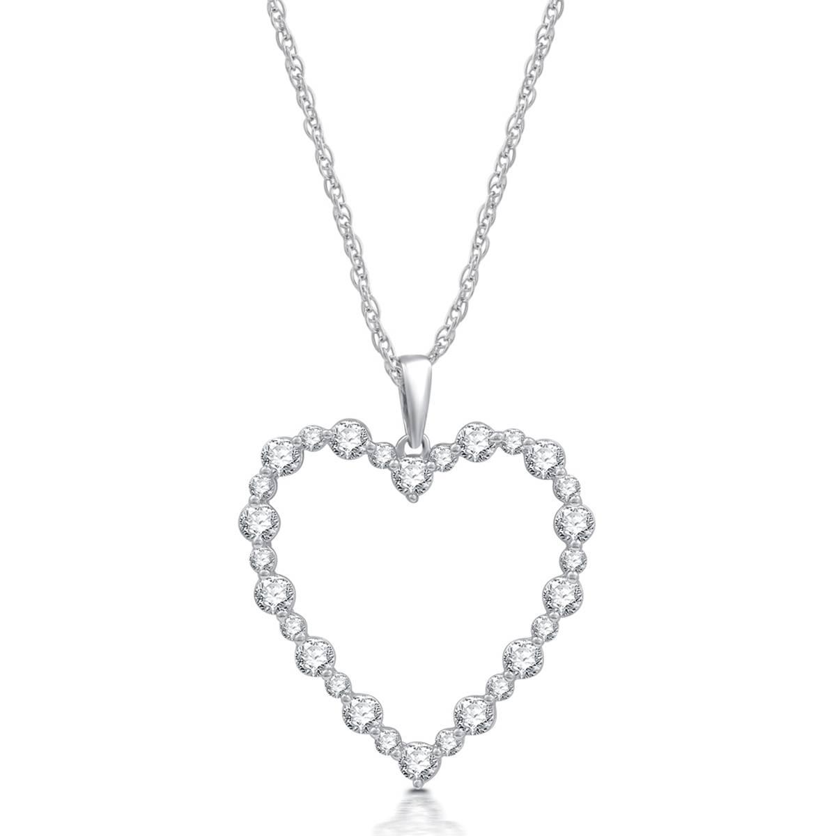 Nova Star® Sterling Silver Lab Grown Diamond Heart Pendant