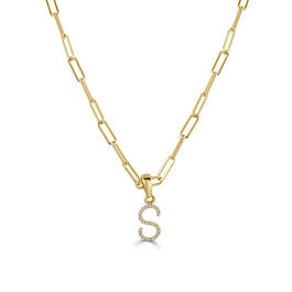 Diamond Classics&#40;tm&#41; 14kt. Gold Initial S Paperclip Necklace
