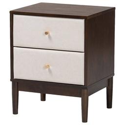 Baxton Studio Nikolai Mid-Century Wood 2-Drawer Nightstand