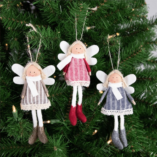 Northlight Angel Doll with Wings Christmas Ornaments - Set of 3
