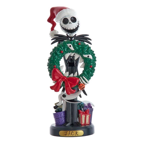 Kurt S. Adler 10in. Disney Jack Skellington w/ Wreath Nutcracker - image 