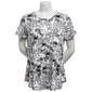 Womens Bobeau Short Sleeve Tropical Scene Babydoll Tee - image 1