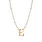 1928 16in. Gold-Tone E Initial Pearl Pendant - image 1