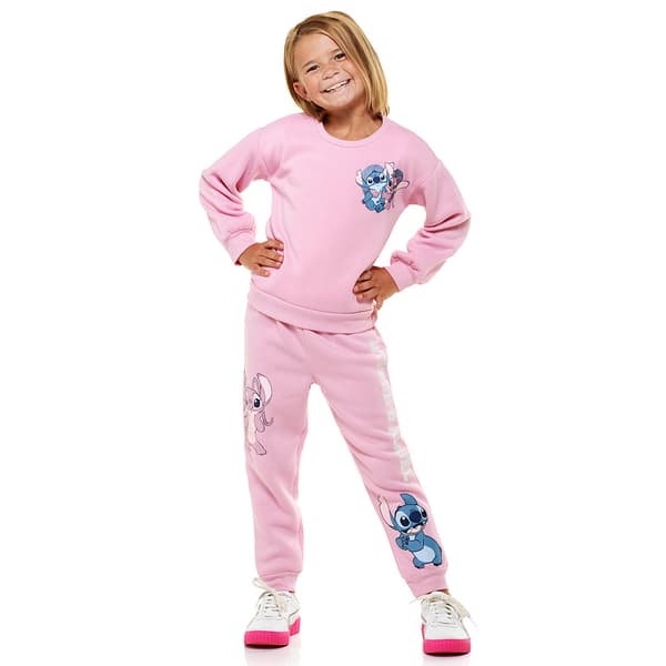 Girls &#40;4-6x&#41; Disney Stitch & Angel Back Art Sweatshirt & Joggers - image 