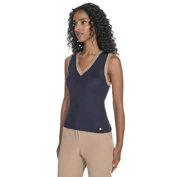 Womens Tommy Hilfiger Sleeveless Tipped V-Neck Sweater Vest