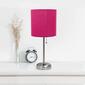 LimeLights Brush Steel Lamp w/Charging Outlet/Pink Shade-Set of 2 - image 5