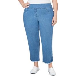 Plus Size Ruby Rd. Patio Party Embroidered Pull On Ankle Pants