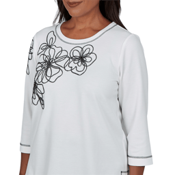 Womens Alfred Dunner Weekend Warrior Floral Embroidery Blouse