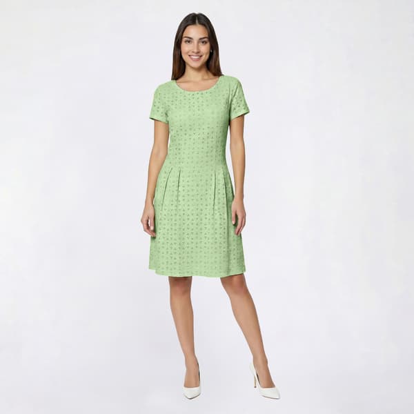 Womens Connected Apparel Short Sleeve Eyelet Pocket A-Line Dress - image 