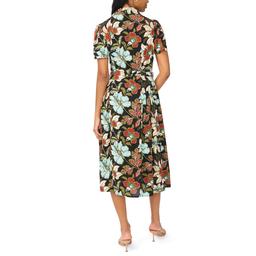 Womens Cece Short Sleeve Floral Challis Midi Shirtdress