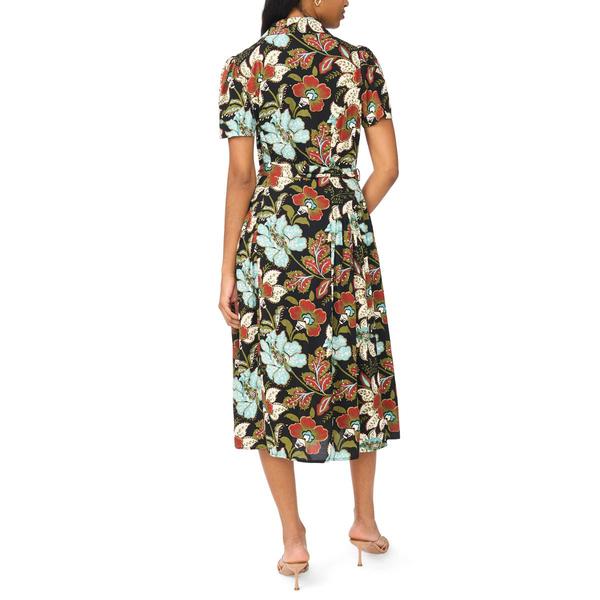 Womens Cece Short Sleeve Floral Challis Midi Shirtdress