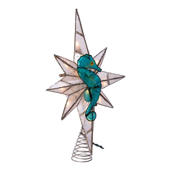 Kurt Adler 10-Light Capiz Bethlehem Star w/ Seahorse Treetop