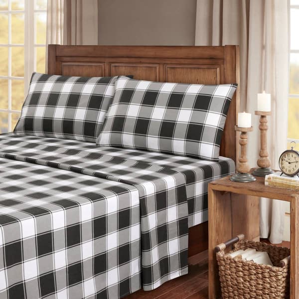 Kathy Ireland Turkish Cotton Flannel Gingham Plaid Sheet Set