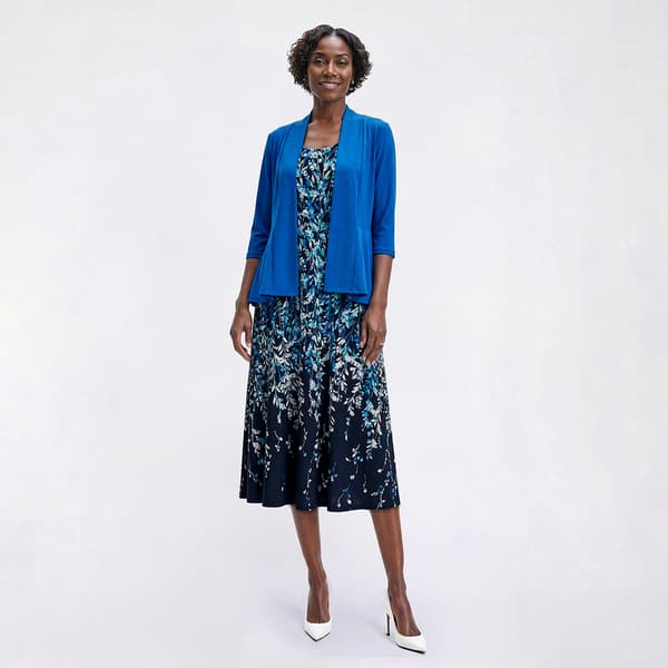 Plus Size Sandra Darren Short Sleeve Vine A-Line Jacket Dress