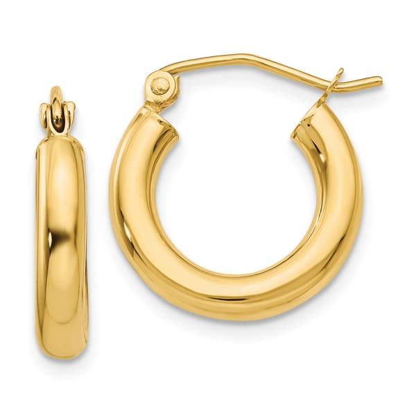 Gold Classics&#40;tm&#41; 14kt. Gold 3mm Tube Hoop Earrings - image 