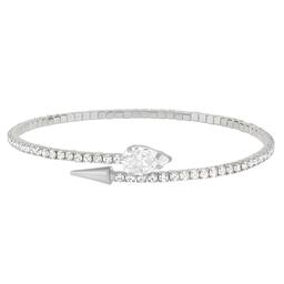 Athra Silver Plated Single Crystal Spear Coil Bracelet