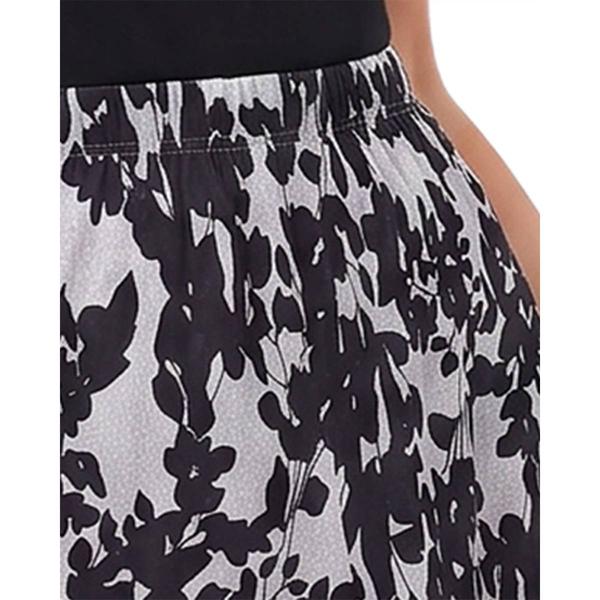 Womens NY Collection Pull On Black Floral Hacci Midi Skirt