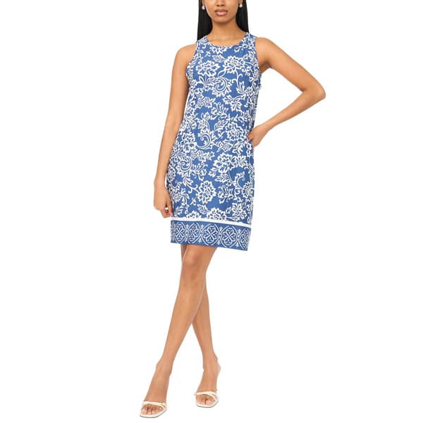 Womens MSK Sleeveless Keyhole Back Floral Shift Dress
