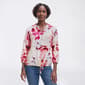 Womens Como Black Long Sleeve Tie Hem Split Neck Floral Blouse - image 1