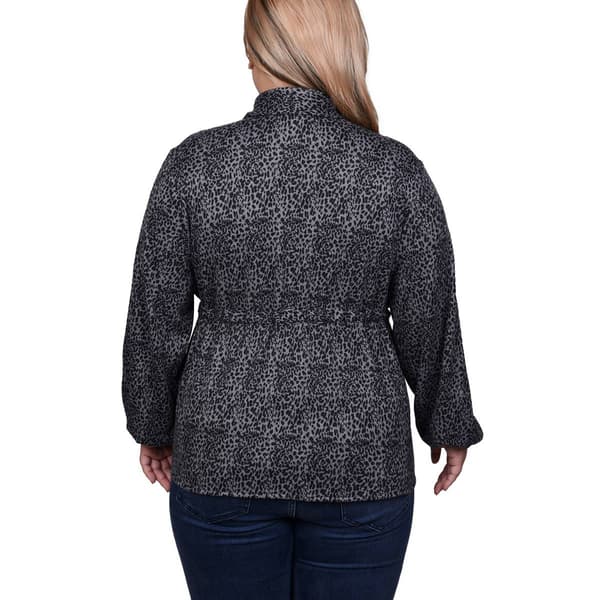 Womens NY Collection Empire Waist Button Front Cheetah Blouse