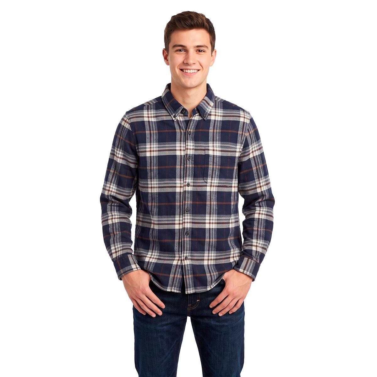Young Mens Architect(R) Jean Co. Flannel Shirt - Navy/Brown