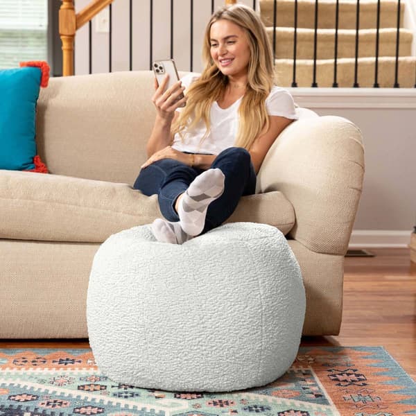 Jaxx Ellis Shearling Faux-Lamb Plush Ottoman Pouf