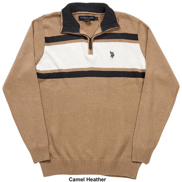 Mens U.S. Polo Assn.® 3 Stripe Cotton 1/4 Zip Sweater