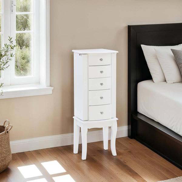 Linon Home Decor Jasmine White Jewelry Armoire